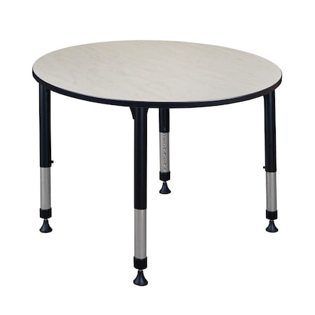 Kee Round Classroom Tables, 48 W, 48 L, 23-34 H, Wood, Metal, Maple TB48RNDPLAPBK